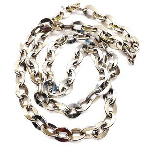 Chunky Oval Link Chain Necklace Silver Tone Classic Career Cosplay LARP Gift